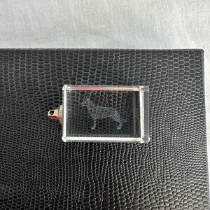 3D Cube Prism Laser Etched Hologram Dog Charm for Necklace